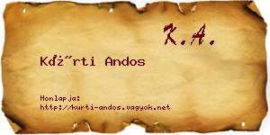 Kürti Andos névjegykártya